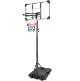 Portable Basketball Goal System With Stable Base And Wheels, Use For Indoor Outdoor Teenagers Youth Height Adjustable 5.6 To 7ft Basketball Hoop