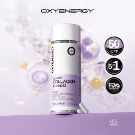 Oxyenergy Tri-Peptide Advanced Marine Collagen Capsules, 1100mg Per Serving, Rapid Absorption, 5-in-1 Formula For Skin,Hair&Nails,180 Capsules Bo
