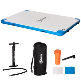 Outsunny 10' x 7' Inflatable Dock Platform with Air Pump & Backpack, For Pool Beach Ocean Blue