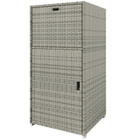Outsunny Outdoor Towel Rack for Pool w/ Drawer & Cabinet, Gray