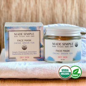 Cacao Green Tea Face Mask for Dry Skin - Organic, Vegan & Cruelty-free
