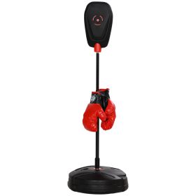 Qaba Kids Punching Bag with Stand & Boxing Gloves for Boys & Girls Ages 5-10, Black