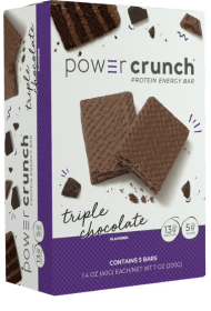 Power Crunch Original Protein Energy Bars, Triple Chocolate, 1.4 oz, 5 Count