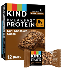 KIND Breakfast Gluten Free Dark Chocolate Cocoa Protein Snack Bars, 1.76 oz, 12 Count One Box