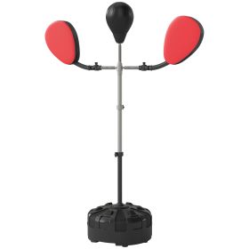 Soozier Boxing Bag with Stand, Adjustable Height Punching Speed Bag with 2 Target Arms, for Training, Exercise, Black