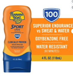 Banana Boat Sport Ultra SPF 100 Sunscreen Lotion, Sport Sunscreen, Adult Sunblock Lotion, 4 fl oz