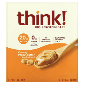 thinkThin High Protein Bars, Creamy Peanut Butter, 2.1 Ounce (pack of 10)