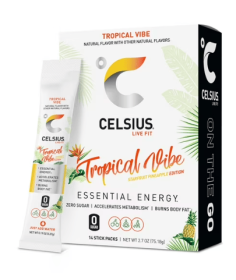 CELSIUS On The Go Energy Drink Mix, Tropical Vibe (14 Stick Pack)