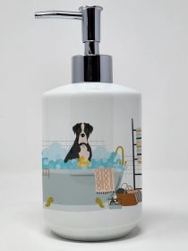 Natural Eared Black Boxer Ceramic Soap Dispenser Hand Soap Dispenser Pump Bottles for Bathroom Kitchen, Empty Refillable Liquid Soap Container