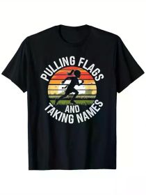 Flag Football Girls Pulling Flags & Taking Names Graphic T-Shirt - 100% Pure Cotton, Daily Sports & Fitness Tee for Men and Women