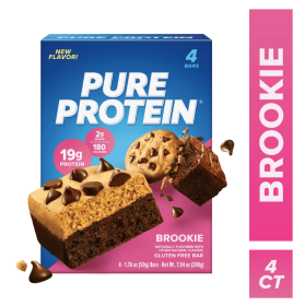 Pure Protein Bar, Brookie Bar, 19g Protein, Gluten Free, 1.76 oz, 4 Ct