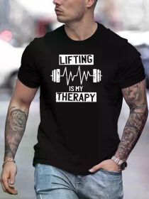 Men's "Lifting is My Relax" Graphic Cotton T-Shirt - Black Fitness & Casual Wear, Breathable Summer Tee for Gym