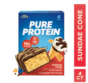 Pure Protein Bars, Sundae Cone, 19g Protein, Gluten Free, 1.76 oz, 4 Ct