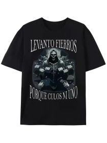 2024Levanto Fierros Porque: Calacas Chidas Gym T-shirt Men's fashion Bone Fitness sports T-shirt Husband dad novelty gift