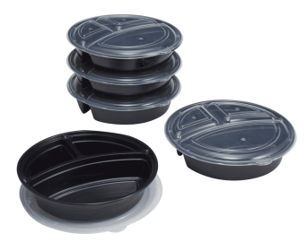 Mainstays 3-Compartment 1L Round Meal Prep Food Storage Container, 5 Pack