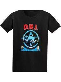 Men's D.R.I. Patterned Cotton T-Shirt - Black casual T-shirt, running and fitness design, comfortable and stylish