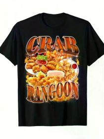 Men's Casual Crab Rangoon Graphic T-Shirt - 100% Cotton, Breathable & Comfortable, Perfect for Fitness
