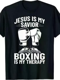 Vintage-Inspired Men'S Cotton Boxing Trainer T-Shirt - Breathable, Short Sleeve Crew Neck for Fitness & Training