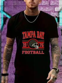 Tampa Bay Football Graphic Men's Cotton T-Shirt - Ultra-Soft, Breathable, Moisture-Wicking Casual Tee for Daily Wear, Fitness & Sports, Black