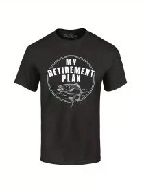 My Retirement Plan Is Fishing T-shirt Fun Retired Fishing Grandpa Dad Shirts 100% Cotton T-Shirt, Cotton T-Shirt Fitness T-shirt