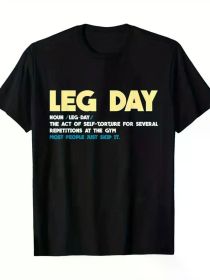 Men's "Leg Day" Humorous Gym Print T-Shirt - Ultra-Soft, Breathable Cotton, Crew Neck, Short Sleeve Casual Tee - Ideal for Fitness
