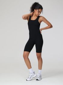 Women's Jumpsuit Short Style (Option: black-XL)