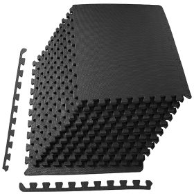 Only Supports Self Pickup  Jigsaw Sports Mat With EVA Foam Interlocking Tiles For Gymnastics And Home Gym Floor Protection, Various Sizes And Col (Option: Black Half inch 6pieces)