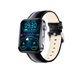 Smart Watch For Men Women Healthy Mornitoring Ips Screen Fitness Tracker With Bluetooth Call  IP67 Waterproof Heart Rate Sleep SpO2 Monitor Pedom (Option: Black-Leather)