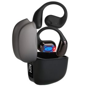 1 Set Wireless V5.4 Open Ear Earbuds With Earhook LED Display Charging Case IPX5 Waterproof 300Hrs Standby Time Touch Control Stereo Sport Headph (Color: Black)