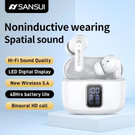 Shanshui W9 True Wireless Dual-ear HD Call Noise Reduction HiFi Sound Quality Game Bluetooth Headset (Color: White)