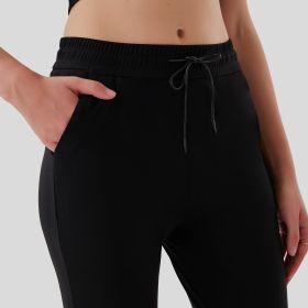 Pull Rope Pocket Flared Pants (Option: black-M)