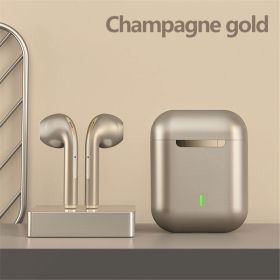 Wireless Earphone Noise Cancelling Headset Bluetooth HD Business Headphone Stereo In-Ear Handsfree Earbuds (Color: Champagne gold, Ships From: China)