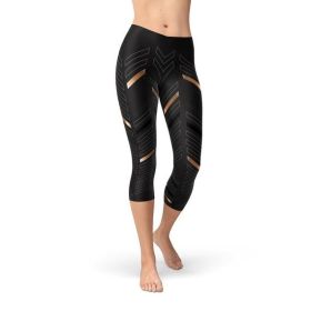 Womens Sports Stripes Black Capri Leggings (size: M)