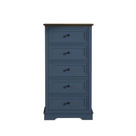 Tall Dresser for Bedroom with 5 Drawers for Closet, Chest of Drawers with Metal Handle (Color: Blue)