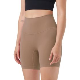 Women's High Waist Biker Shorts Tummy Control Pants Athletic Leggings Spandex Booty Shorts with 6.3In Inseam No Front Seam for Workout Yoga Runni (Color: Coffee, size: S)