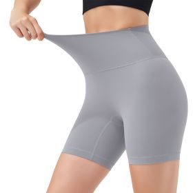 Women's High Waist Biker Shorts Tummy Control Pants Athletic Leggings Spandex Booty Shorts with 6.3In Inseam No Front Seam for Workout Yoga Runni (Color: Grey, size: M)