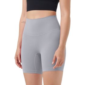 Women's High Waist Biker Shorts Tummy Control Pants Athletic Leggings Spandex Booty Shorts with 6.3In Inseam No Front Seam for Workout Yoga Runni (Color: Grey, size: L)