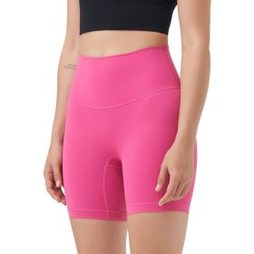Women's High Waist Biker Shorts Tummy Control Pants Athletic Leggings Spandex Booty Shorts with 6.3In Inseam No Front Seam for Workout Yoga Runni (Color: Pink, size: L)