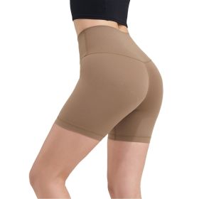 Women's High Waist Biker Shorts Tummy Control Pants Athletic Leggings Spandex Booty Shorts with 6.3In Inseam No Front Seam for Workout Yoga Runni (Color: Coffee, size: XL)
