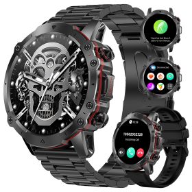 Smart Watch for Men, 1.43" AMOLED HD Full Touch Screen, 100+ Sports Modes, Answer Calls Wirelessly, Fitness Tracker Pedometer Customizable Faces (Color: Black+black)