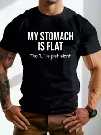 plus size men's summer t-shirt, Fitness I m Not Fat graphic print short sleeve tees trend casual tops for daily life, big & tall guys (Color: Black, size: M)