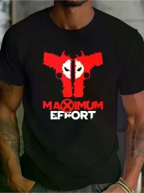 Pistol Printed T-Shirt- Perfect Birthday Gift- Comfortable Casual Breathable Top T-Shirt For Men'S Fitness Training, Jogging (Color: Black, size: XXXL)