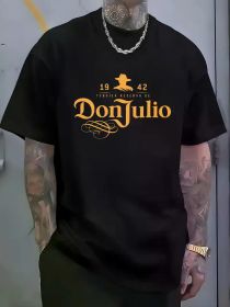 DongJulio Men's Graphic Tee - Breathable Cotton T-Shirt with Unique Letter Print, Casual & Stylish Short Sleeve Crew Neck Top for Fitness (Color: Black, size: M)