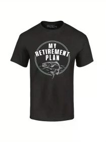 My Retirement Plan Is Fishing T-shirt Fun Retired Fishing Grandpa Dad Shirts 100% Cotton T-Shirt, Cotton T-Shirt Fitness T-shirt (Color: Black, size: L)
