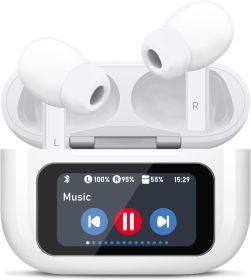 Wireless Earbuds, 5.4 Bluetooth Headphones With Touch Screen Ear Buds, ANC ENC Noise Cancelling Earbuds Headphones With Microphone, Wireless Blue (Color: White)
