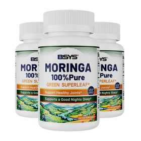 BSYS Moringa Capsules Antioxidant & Anti-Inflammatory Support Blood Sugar Health Aid Cholesterol Balance Formula Heart Wellness Support Immune Bo (Option: 3pcs)
